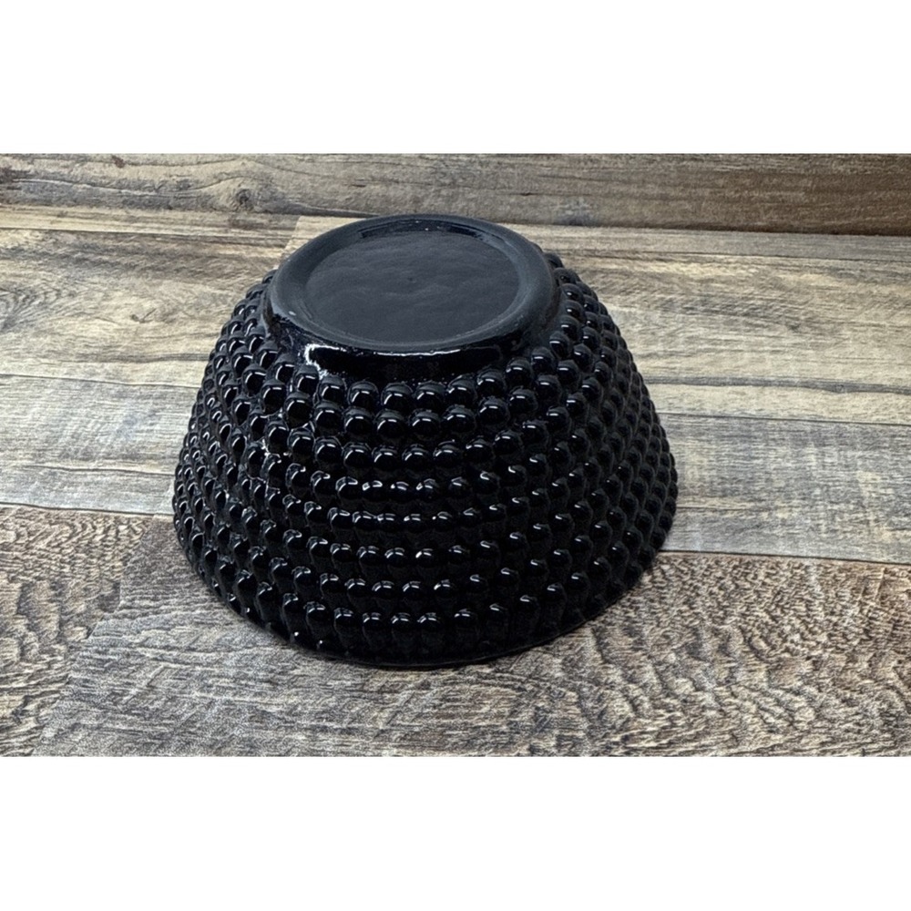 Blenko Art Glass Set 2 Amethyst Ebony Bowls Mid Century Handmade Hobnail